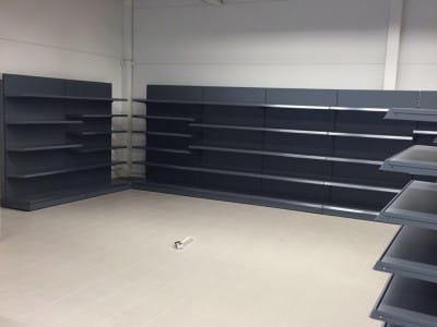 Black store shelves